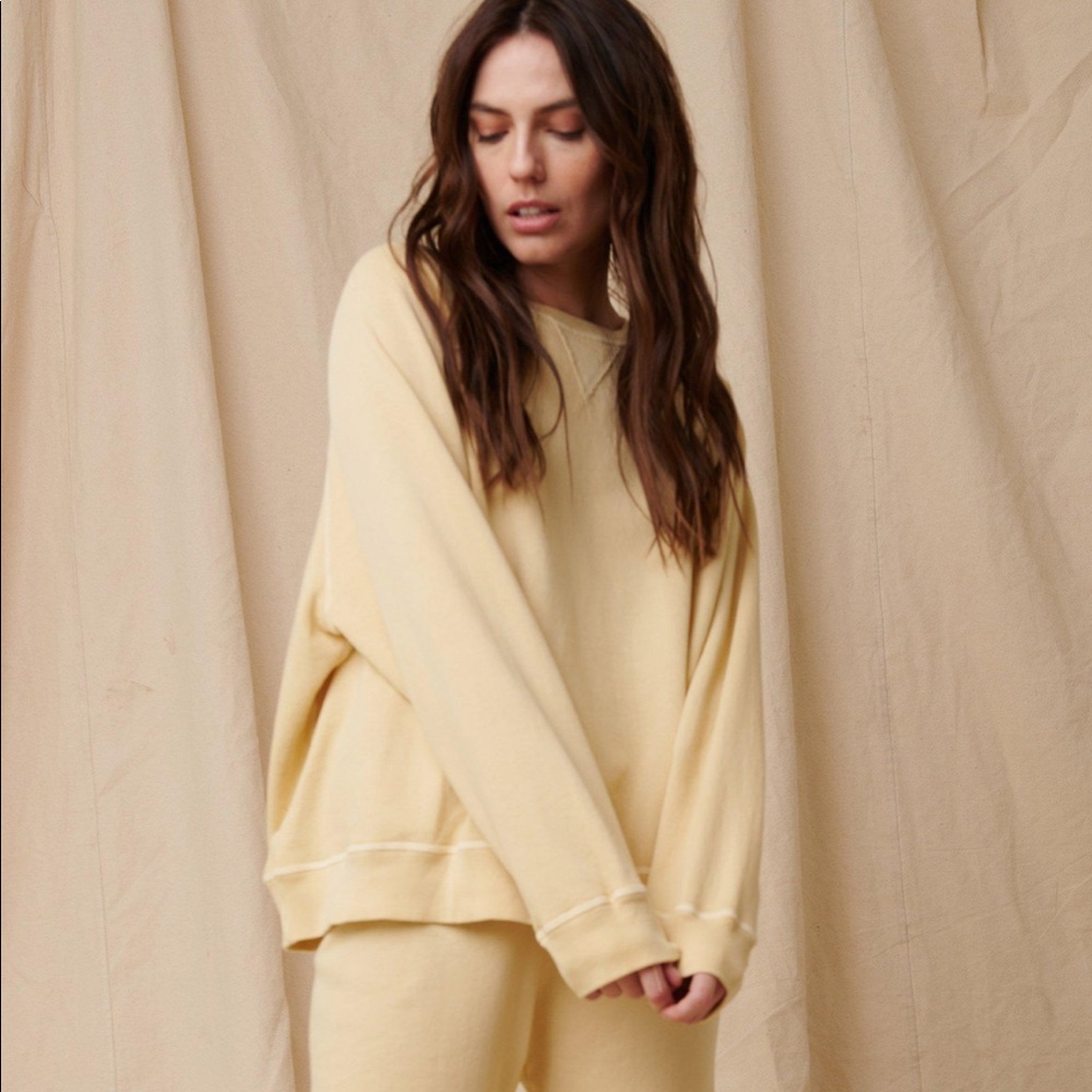THE GREAT. Slouch sweatshirt in Light Lemon - 2 Medium